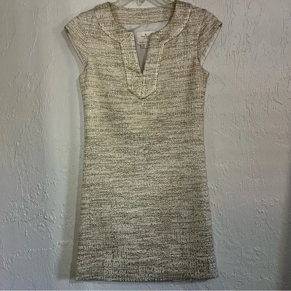 Kate Spade Heleen Gold Shift Sheath Dress Size 00